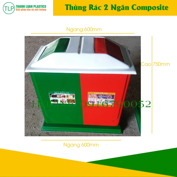 Thùng rác 2 ngăn composite - Thùng Rác Đà Nẵng - Công Ty TNHH Thành Luân Plastics